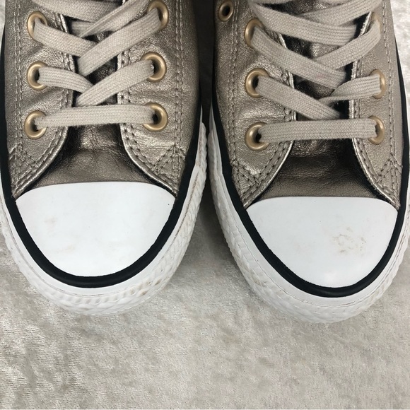 Converse all star low top women size 5 leather metallic copper type texture - Picture 8 of 8